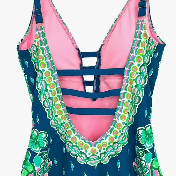 Lilly Pulitzer Jaspen One Piece Swimsuit Havana Pink Orchid Sioree Size 6 - Picture 5 of 8